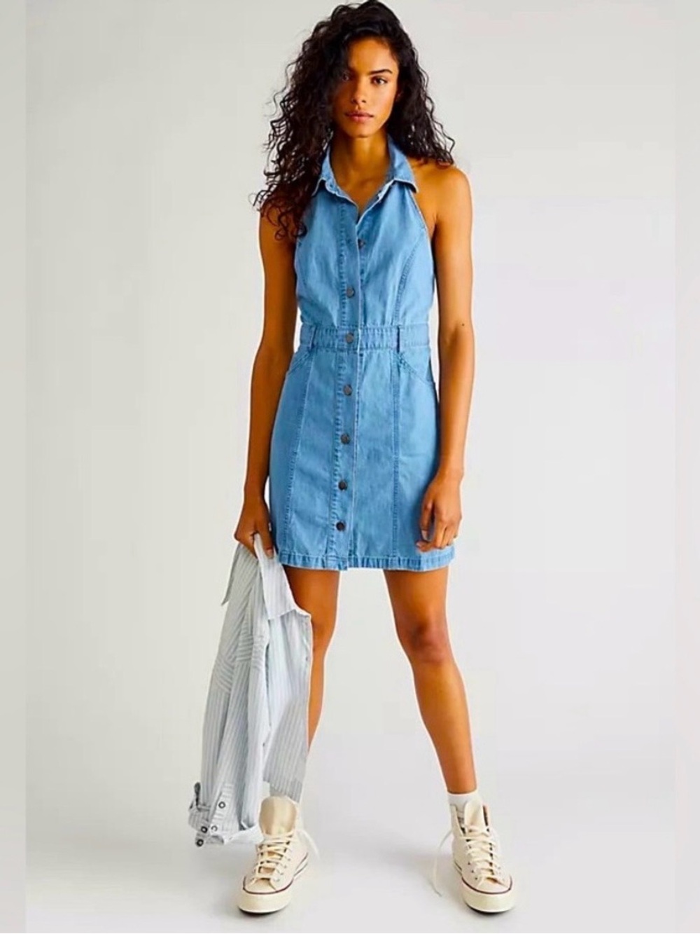 NWT Free People Denim Halter Dress (L)